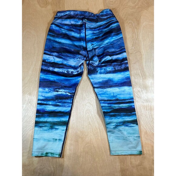 PrAna Blue Watercolor Roxanne Capri Stretch Leggings Pants Womens Small Made USA - Picture 2 of 8